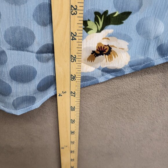 Ann Taylor Factory Womens Blue Floral Button Down Long‎ Sleeve Blouse Size Large - Picture 5 of 5